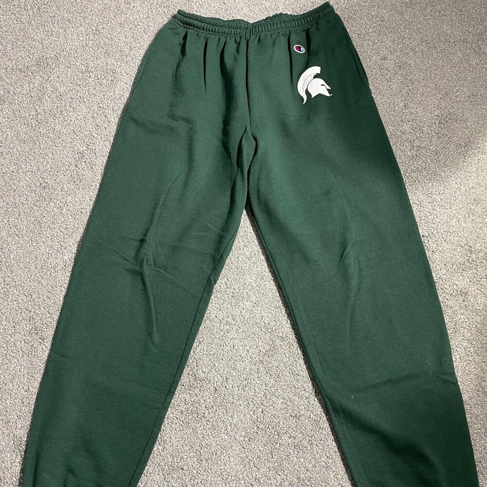 Champion Michigan State Sweatpants, Green, Men's Size Medium